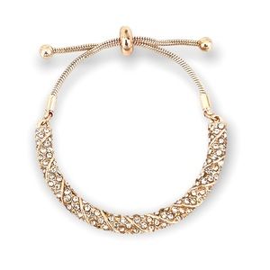 Swarovski Gold-Tone Twisted Crystal Pavé Adjustable Bracelet